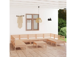 Vidaxl 10 Pcs Conjunto Lounge De Jardim Pinho Maciço