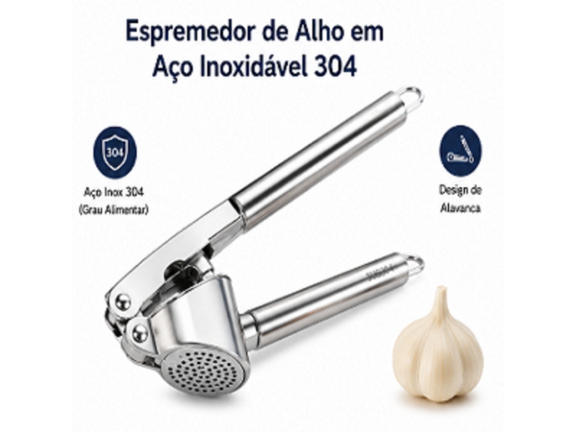 Espremedor De Alho Em Aço Inoxidável