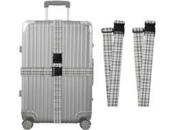 Conjunto De 2 Cintas Bagagem Xadrez Cinza E Branco Para Malas, Cintas De Viagem, Acessórios Para Cintos, Conector De