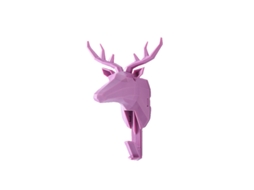 Cabide com Cabeça de Veado em Resina Rosa DUREFORWARD