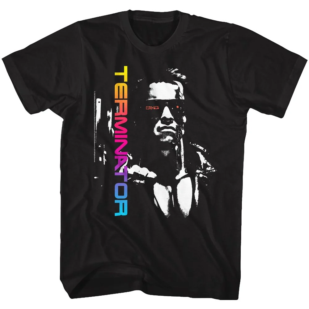 Rockinstone Terminator Neon Terminator Black Adult T-shirt Size:xl