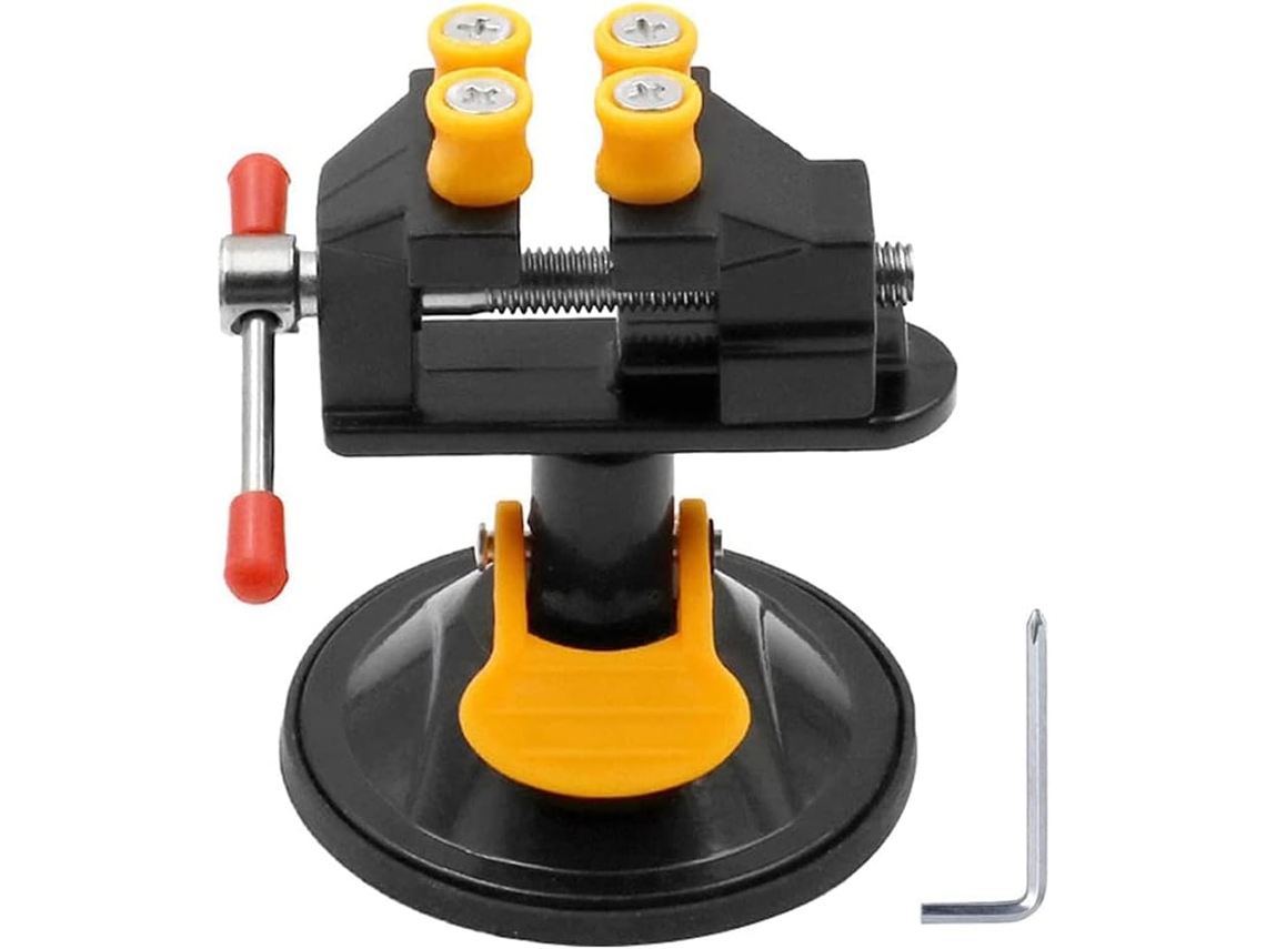 Mini Torno de Mesa BRILVIBERA ajustável com grampo para gravação e rotação 360°
