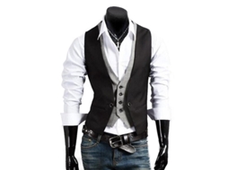 Colete Slim Fit Para Homem Traje Tuxedo Formal Casamento Jaqueta De Fato Preto
