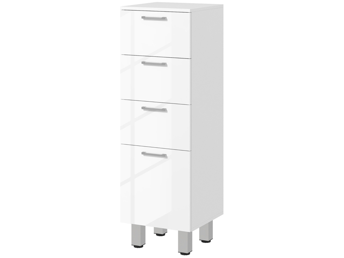 Armário Banheiro Branco 30x30x93cm, Estreito, 3 Gavetas.-uu