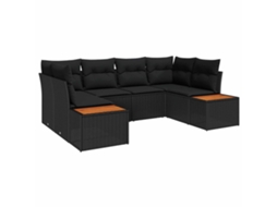 Vidaxl Conjunto De Sofá De Jardim 6 Unid. Preto Vime Pe