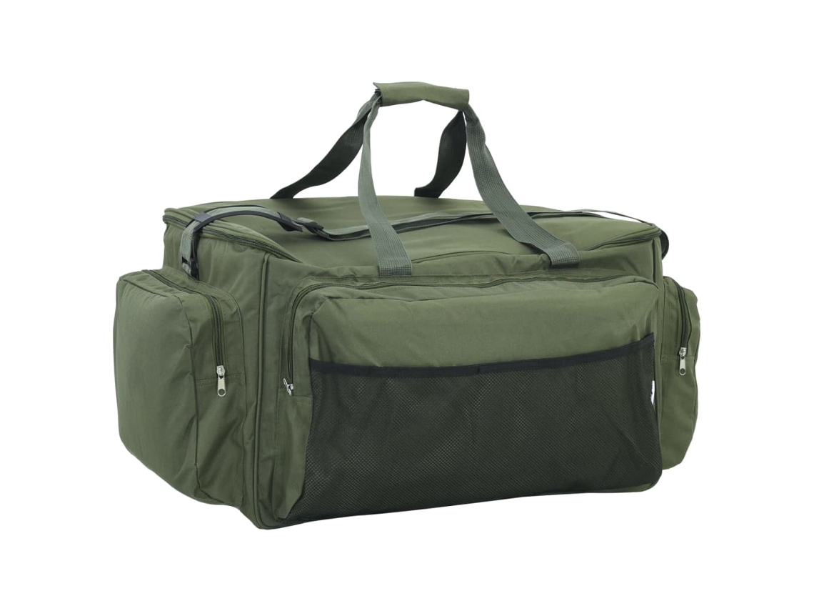 Vidaxl Saco De Pesca Impermeável Tecido Oxford Verde-escuro