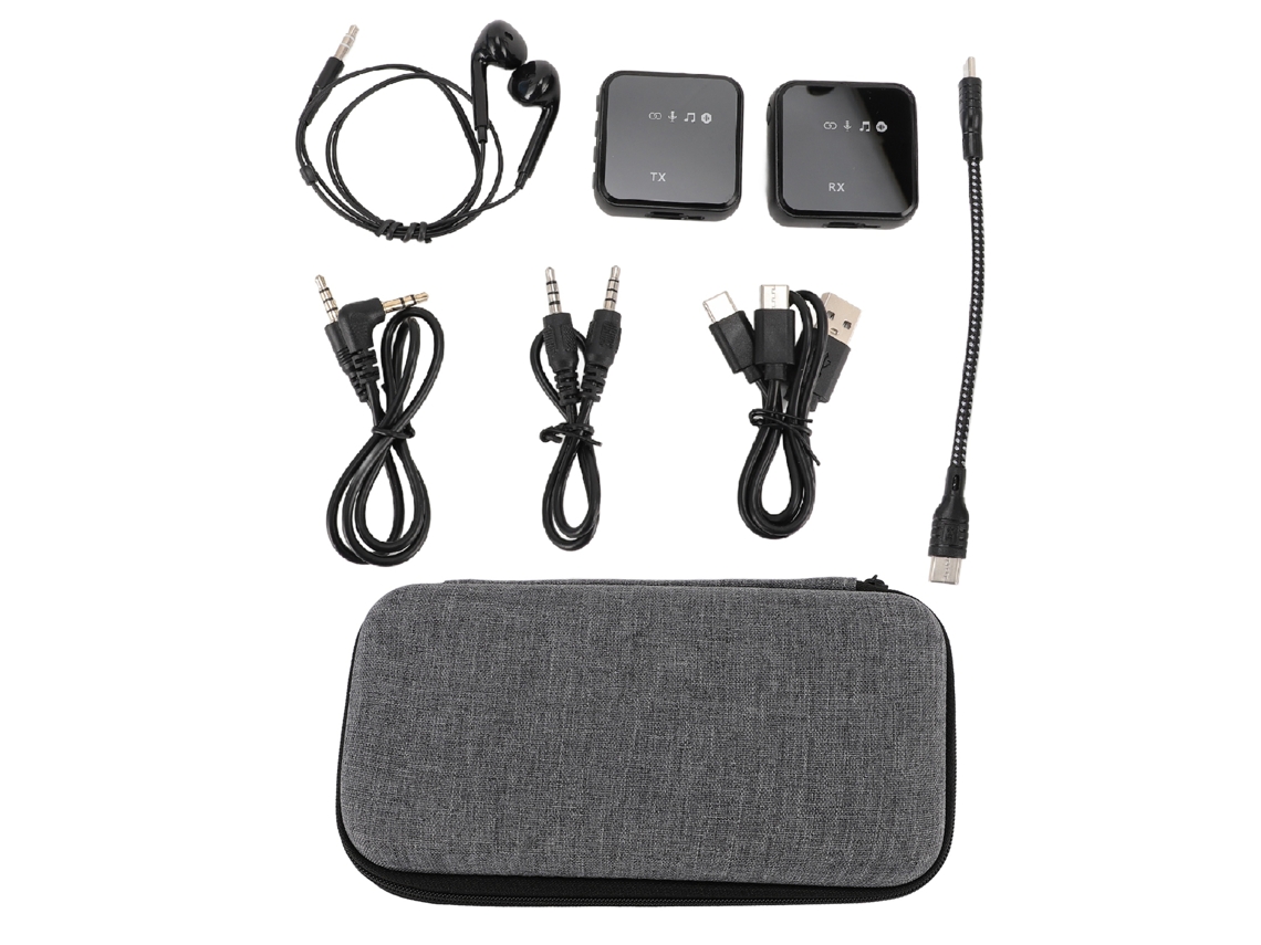 Microfone Lavalier sem fio com frequência 2.4GHz EOOCOO, alcance de 30 metros