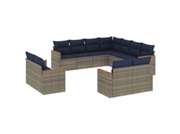 Conjunto de Sofá de Jardim, 11 Peças, Almofadas, Rattan Cinza MAISON EXCLUSIVE