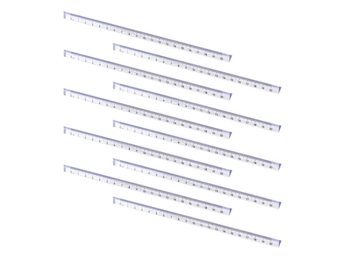 Régua Triangular Transparente De Plástico 20cm, Pacote Com 10 Peças