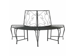 Vidaxl Banco De Árvore 4-número De Lugares 160 X 80 X 89 Cm Aço Preto