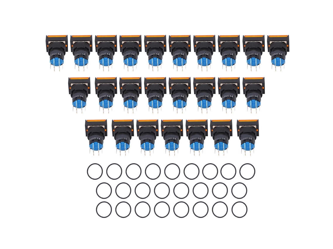25pcs Chave de Botão Retangular com Trava Automática para Relé | S/MARCA