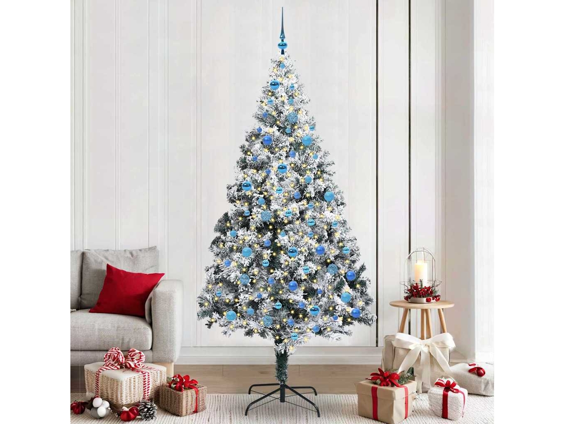 Vidaxl Árvore De Natal Artificial Branco 240 Cm Pvc, Aço E Plástico