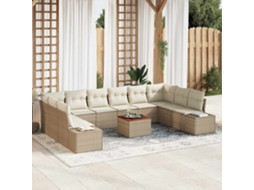 Vidaxl Conjunto De Sofá De Jardim 11 Unid. Bege E Branco