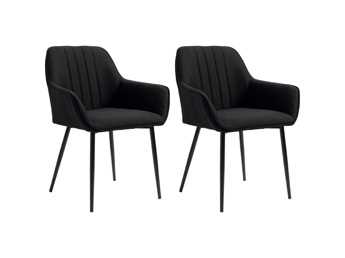 Cadeiras de Jantar, Visitantes, Design Escandinavo, Pés Cônicos de Metal Preto, Conjunto de 2 LAMAISON