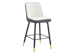 Conjunto de 2 Bancos de Bar Altos 100 cm em Couro Pu Branco e Cinza Escuro com Estrutura Metálica PAPRIKA