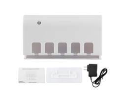 Prateleira Limpadora Uv para Escova de Dentes Universal com 5 Buracos Branca Montada na Parede