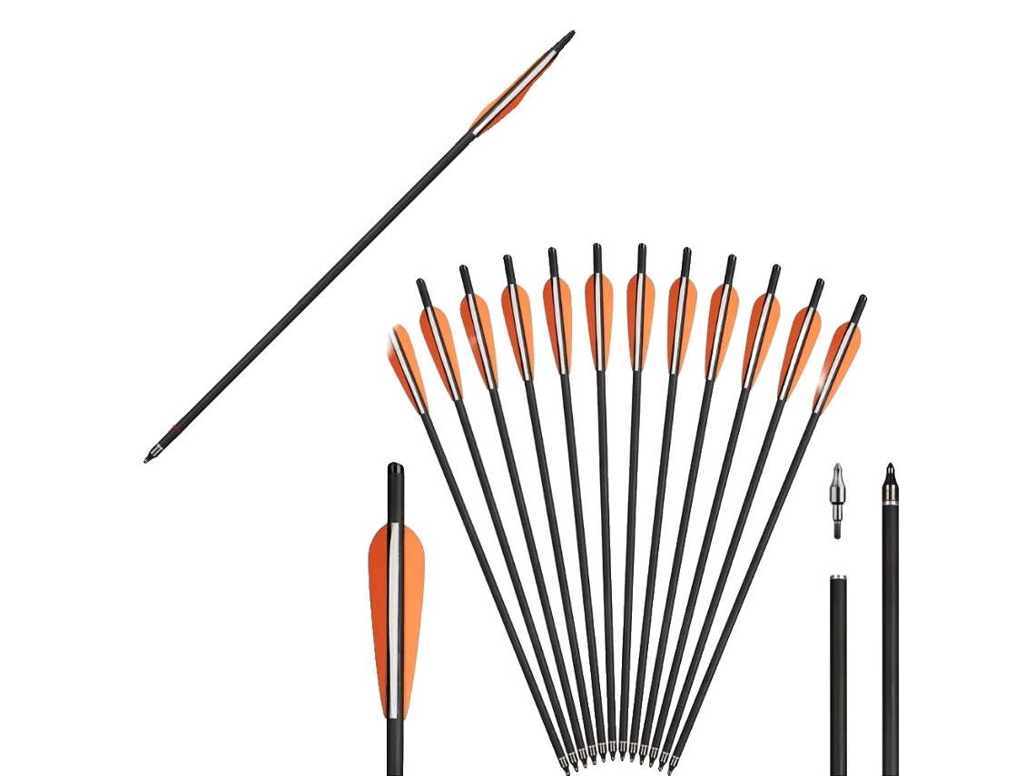 Flecha De Balestra, Material De Carbono, Pontas Substituíveis, 20polegadas 12pcs