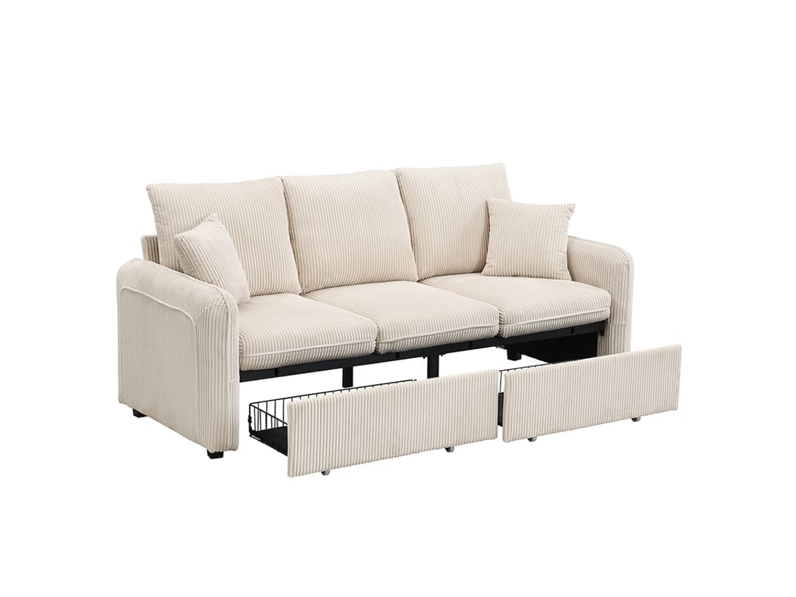 Sofá de Canto Modular Luxuoso Verde Chenille em U, sofá cama Conversível com Assento Profundo e Pufe PAPRIKA SHOP