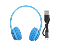 Fone De Ouvido Bluetooth Sem Fio Over Ear Plegável Com Redução De Ruído Para Jogo E Música Azul