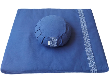 Conjunto de Meditação SAMARALI com Almofada Zafu (Algodão - Azul - 22 x 90 x 70 cm)