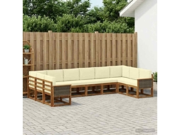 Vidaxl Conjunto De Sofás Para Exterior 10 Unid. Natural E Creme