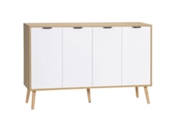 Melamina de Madeira Melamina de Madeira Cor Branco e Madeira 120x35x77,4 cm Homcom