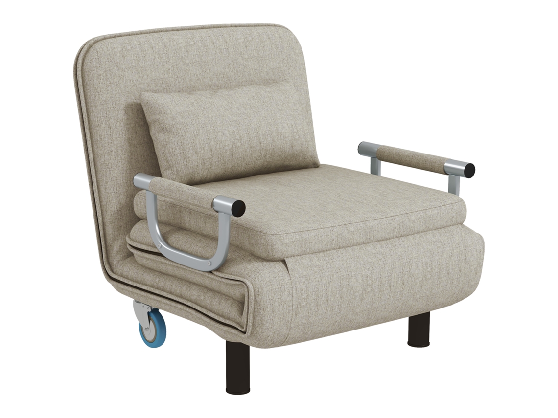 Cama de Dobrável Poltrona 3 em 1 com Encosto Ajustável Cinza S/MARCA