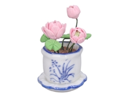 Mali vaso de Lírio d'água Miniatura em Resina para Casinha em Escala 1:12 Decor
