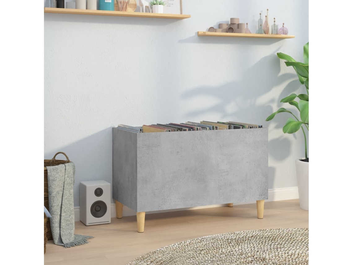 Vidaxl Armário P/ Discos 74,5x38x48 Cm Derivados Madeira Cinza-cimento