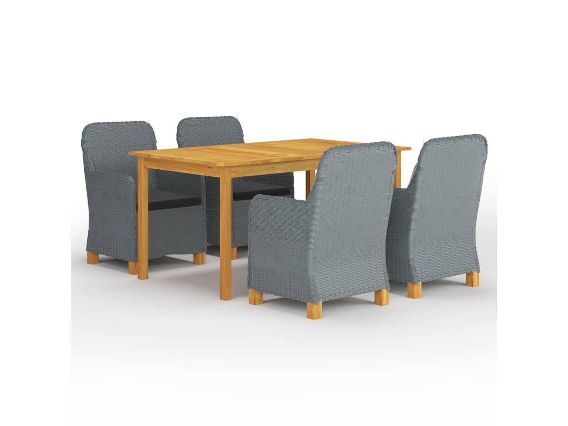 Vidaxl 5 Pcs Conjunto De Jantar Para Jardim Cinzento-claro
