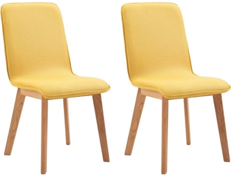 Conjunto 2 Cadeiras de Jantar VIDAXL 248922 (Amarelo - Tecido - 46 x 59 x 93 cm)