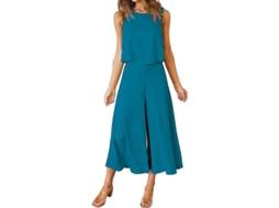 2026 conjunto 2 Piezas de Verano para Mujer Roylamp: Top Básico de Cuello Redondo Y Pantalones Anchos Cortos