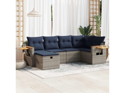 Vidaxl 6 Pcs Conjunto Sofás de Jardim com Almofadões Vime Cinzento