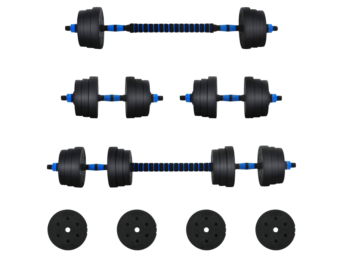 Conjunto 1 Halteres Ajustáveis Vidaxl Preto Pvc (121 X 19,5 X 19,5 Cm)