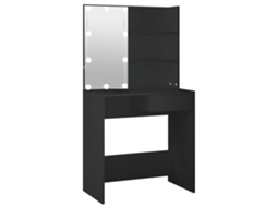 Vidaxl Toucador Com Luzes Led 74,5x40x141 Cm Preto