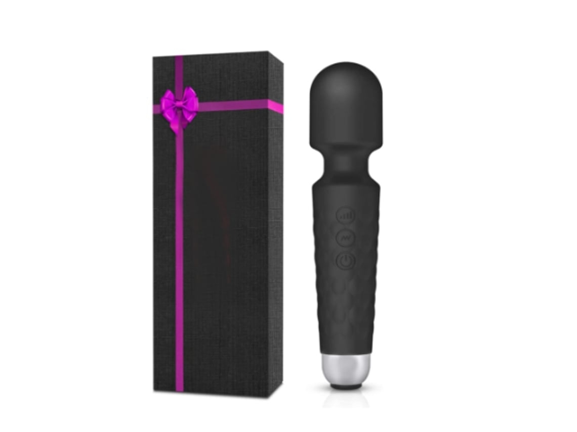 Massageador De Varinha Poderoso Com 8 Velocidades 20 Modos De Vibração Massageador Pessoal Sem Fio Portátil Recarregável Usb Preto Lalamoli