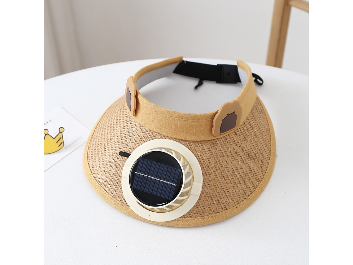 Chapéu com Ventilador Movido a Energia Solar para Viagens Ao Ar Livre e Ciclismo, Chapéu com Proteção Solar MDUG (cáqui)