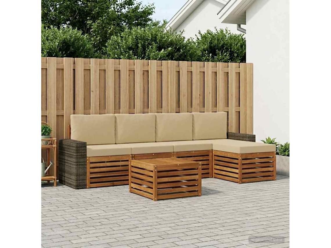 Vidaxl Conjunto De Sofás Para Exterior 6 Pcs Natural E Bege