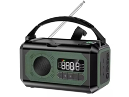 Rádio de manivela YIZHOOD alimentado por energia solar, lanterna de emergência multifuncional verde escura de 16000 mAh