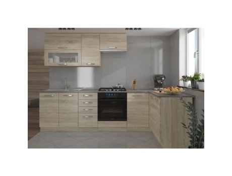 LASSEN Cozinha de canto completa 240 x 165 cm com bancada - Canto reversível - carvalho sonoma AUCUNE