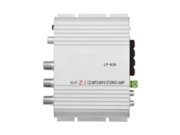 Mini Amplificador Estéreo Hifi 2.1 Prateado Para Graves