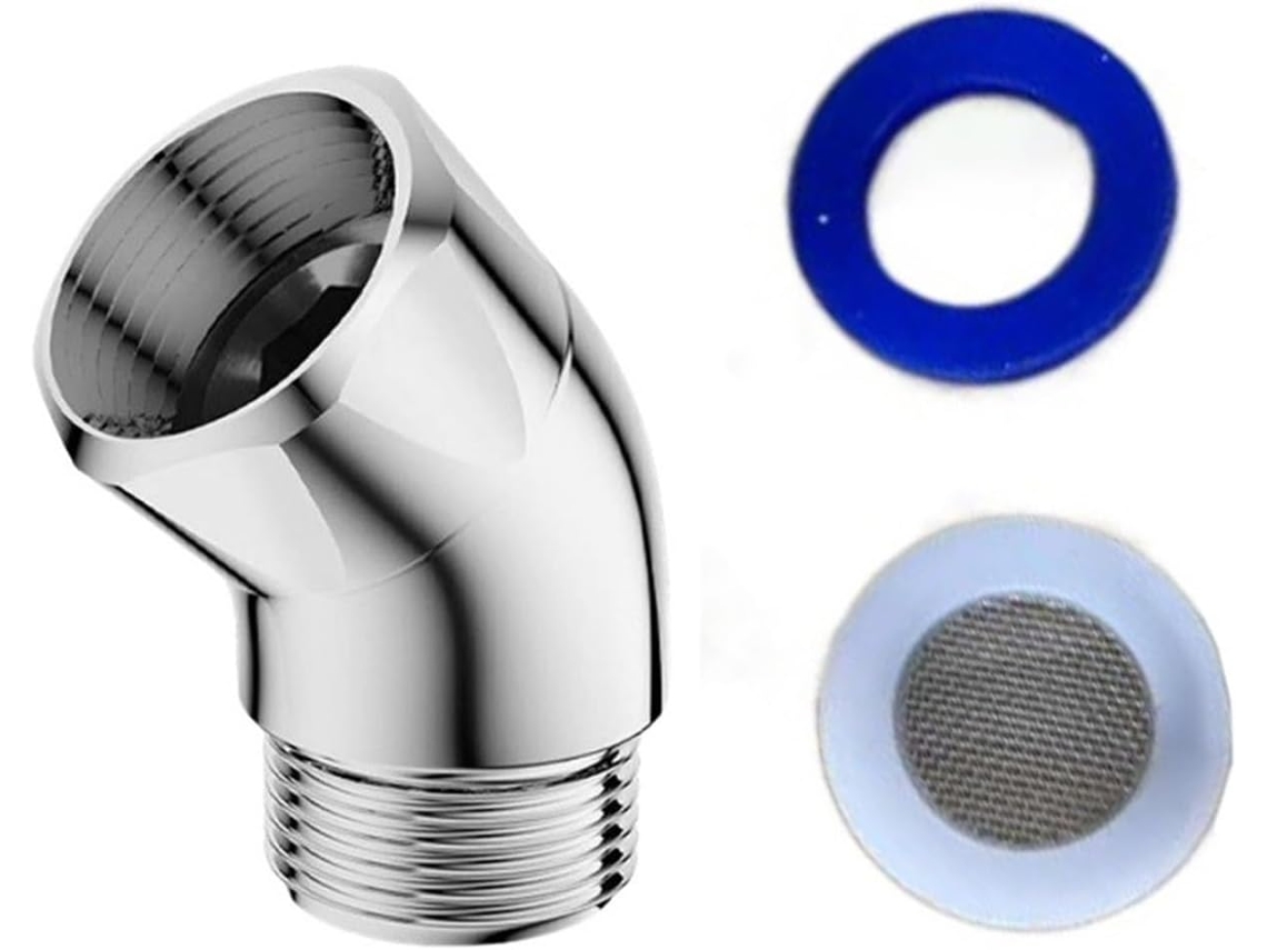 Conjunto De 4 Peças Ajuste Ângulo Chuveiro 135 Graus, Com Conector De Cotovelo 1 2 Polegada E Extensão Universal Para