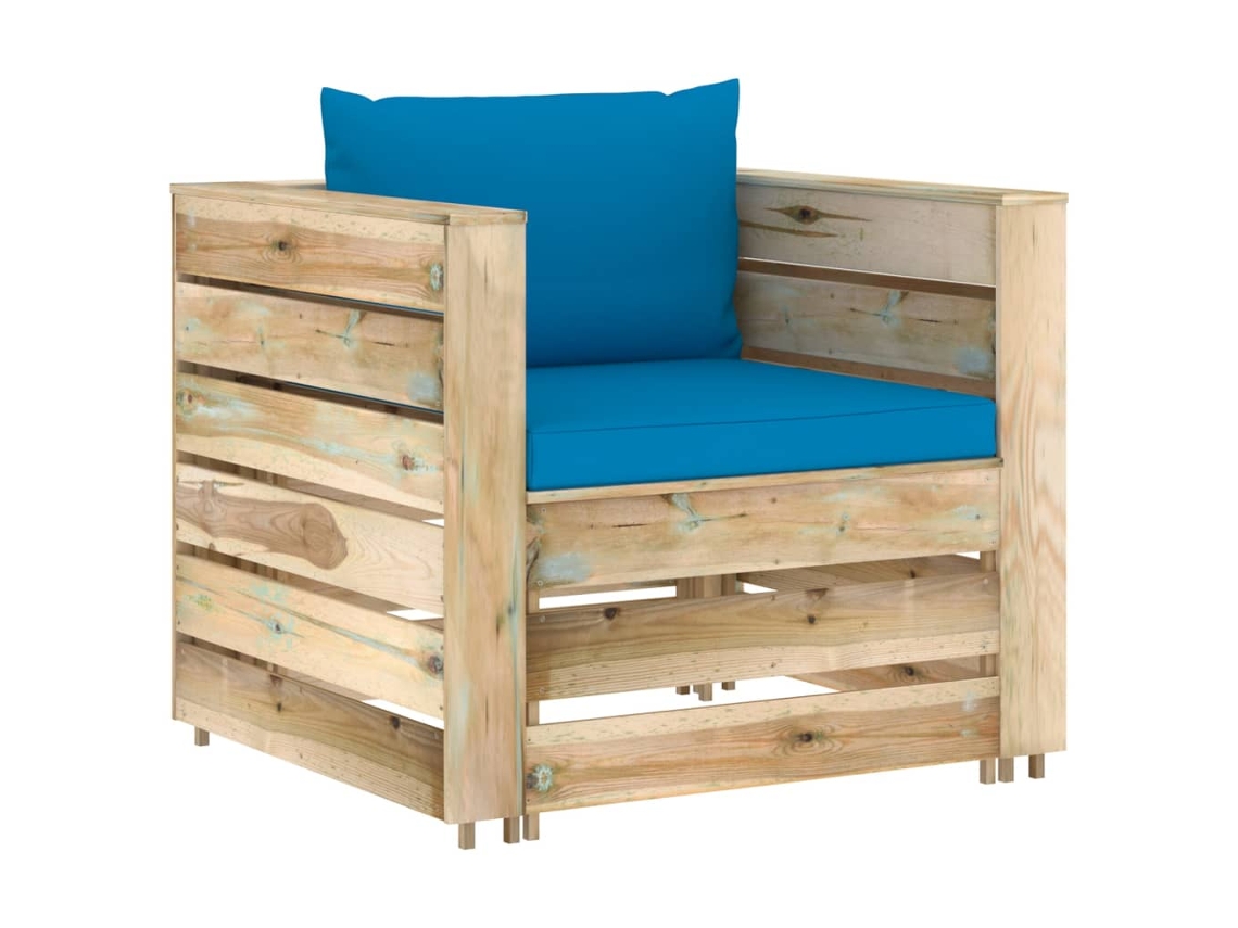 Maison Exclusive - 2 Pcs Conj. Lounge Jardim C/ Almofadões Madeira Impreg. Verde