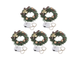5 Coroas De Natal Miniatura Com Luz Para Casinha De Bonecas 1/12 Decoracao Natalina
