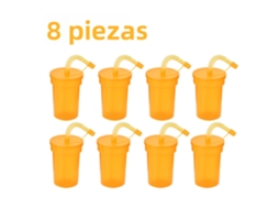 Conjunto de Água Neon com Tampa e Canudo À Prova de Vazamentos MDUG (laranja)