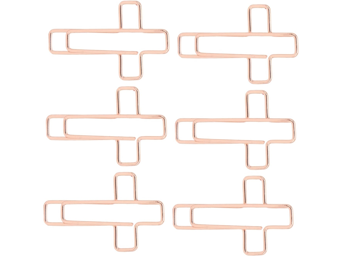 Clipes de papel em formato de cruz, em metal dourado rosê, Luqeeg, design delicado para organização de documentos, conjunto com 100 unidades.