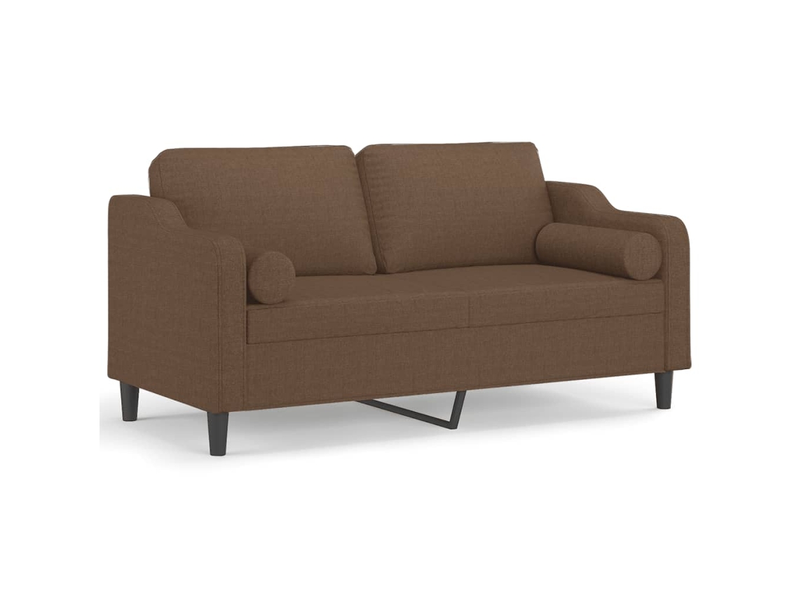 Maison Exclusive - Sofá 2 Lugares + Almofadas Decorativas 140 Cm Tecido Castanho