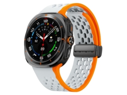 Bracelete Para Samsung Galaxy Watch Ultra (47mm) - Malha Magnética De Silicone - Wild Path Cinza Laranja