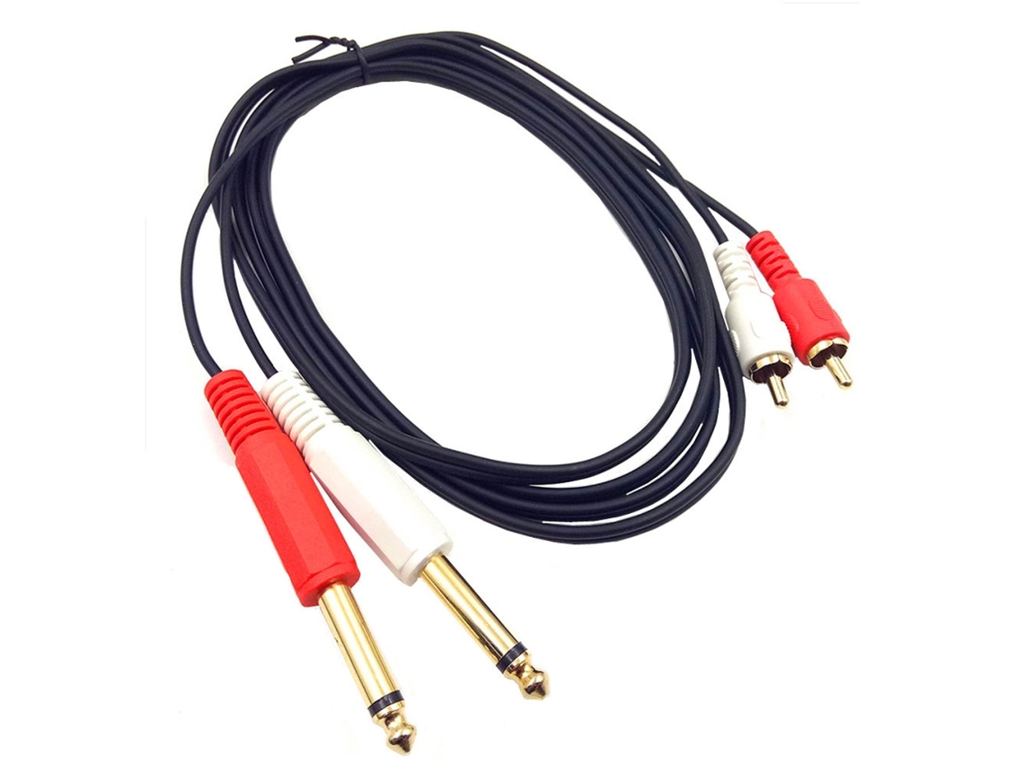 Adaptador Rca para 1/4", Cabo Macho 1/4" , 2 Conectores Estéreo Trs de 6,35 Mm (1/4") Macho. AQUAFORGE (6,35 Mm)