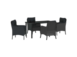 Maison Exclusive - Conjunto De Jantar Para Jardim Com Almofada 5 Pcs Preto Vime Pe